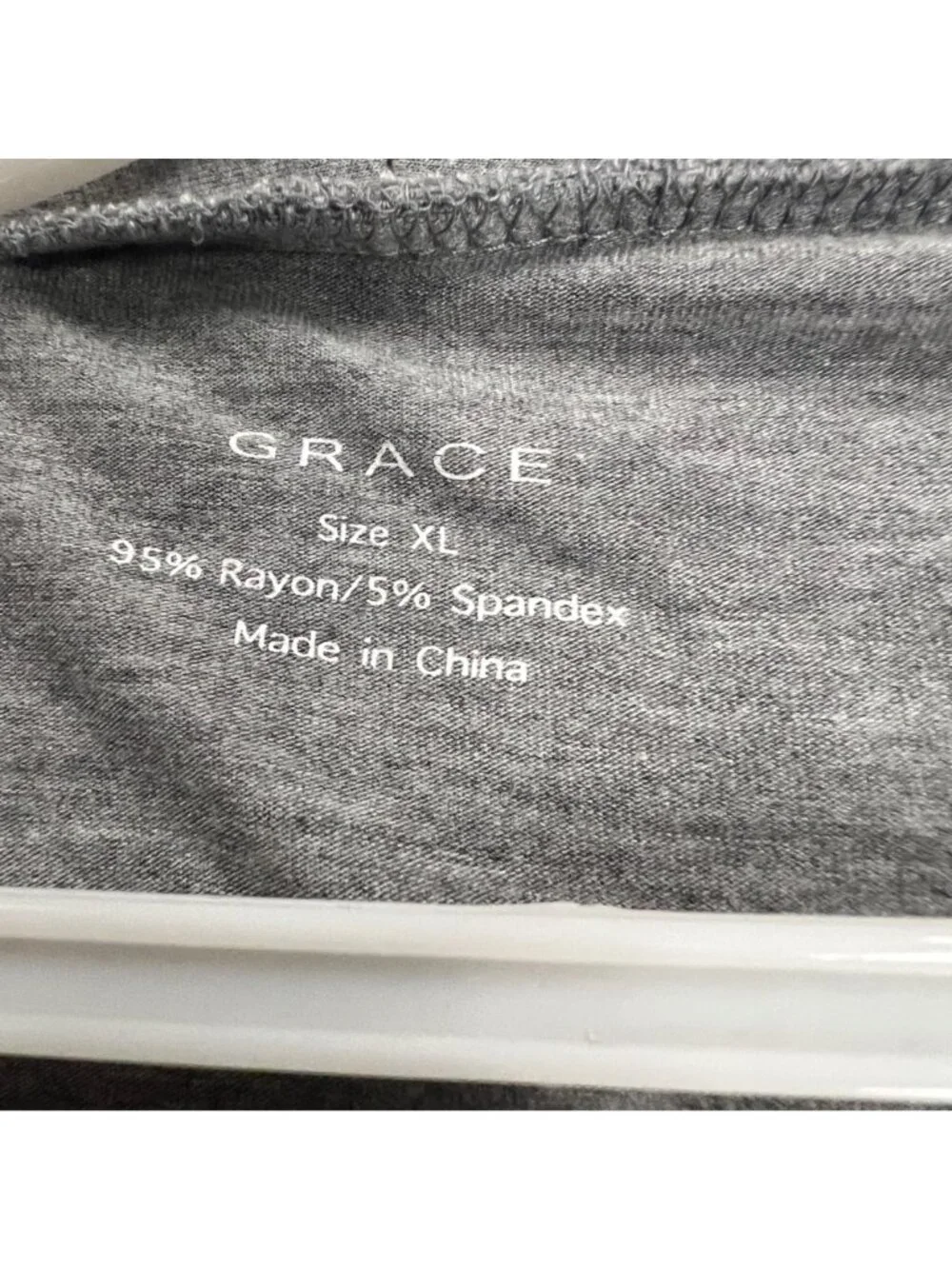 GRACE Womens Scoop Neck Top Gray 3/4 Sleeve Size XL